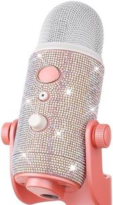 ZealSound Blue Yeti Sticker Bling Glitter,Rhinestone Crystal Diamond Sticker Bling DIY Decoration,Shiny Skin Screen Shild Cover Compatible with Blue Yeti and Yeti Pro Microphones Microphone(Silver)
