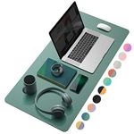 YSAGi Multifunctional Office Desk Pad, Ultra Thin Waterproof PU Leather Mouse Pad, Dual Use Desk Writing Mat for Office/Home (31.5 inch x 15.7 inch , Pistachio Green + Green Blue)