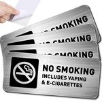 No Smoking Sign No Vaping Sign for Home Business Metal Self Adhesive No Smoking Signs Industrial Warning Signs for Office Outdoor Indoor Supplies, 7 x 3 Inch(4 Pieces)