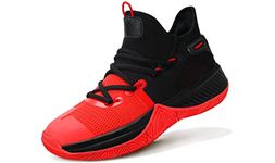 WETIKE Basketball Sneakers for Boys Comfortable Shoes for Boys Breathable Hightop Sneakers Durable Basketball Shoes for Kids Non-Slip Youth Boys Basketball Shoes Tennis Shoes Size 6 Red