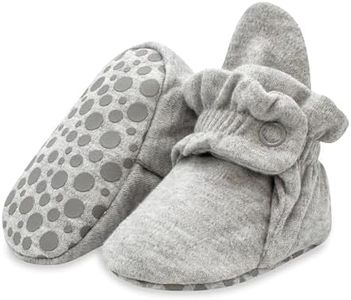 Zutano Unisex Organic Cotton Baby Booties With Gripper Soles, Gray Heather, 12M