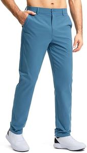 Pudolla Men's Golf Pants Stretch Classic Fit Work Dress Pants 30 Lightweight Quick Dry Casual Slacks Trousers with Pockets(Stone Slab Blue 34Wx30L)