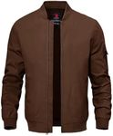 TBMPOY Men's Lightweight Bomber Jackets Light Windbreaker Casual Stylish Fall Golf Zip Up Dress Business Varsity, A1-dark Coffee, Large