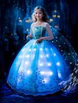 UPORPOR Light Up Magical Snow Princess Costumes Christmas Girls Princess Dress Up Ice Costume Kids Toddler Halloween Princess Dress Up Clothes Carnival Birthday Party Fancy Dress for Party Cosplay