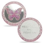 IELCJJ Breast Cancer Coin - Inspirational Pink Butterfly Ribbon Recovery Chips - Daily Fight Cancer Care Awareness Accessories - Healing Prayer Token Breast Cancer Gifts for Woman