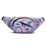 Bum Bag Waist Fanny Pack - Long Keeper Large Fashion Bumbag for Women Men, 4 Pockets Adjustable Waist Bag for Running Hiking Dog Walking Outdoor Colorful Purple