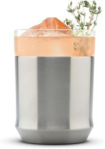 Elevated Craft Hybrid Cocktail Glass Premium Vacuum Insulated Steel Base with Removable Glass Insert - 12oz Rocks Glass, Double Old Fashioned Lowball for Margaritas, Bourbon, Whiskey - Steel