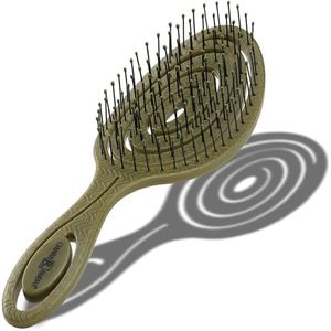 CHIARA AMBRA Brosse Démêlante - Brosse à Cheveux Demelante sans Tirer Cheveux Bouclés Épais - Brosse a Cheveux Ventilée Vegan - Brosses Anti-Casse - Vert Olive