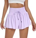 Flowy Womens Athletic Shorts High Waisted Gym Yoga Workout Running Butterfly Tennis Sports Acitve Skort Skirt with Pockets Spandex Sweat Pants Cute Lounge Trendy Clothes Summer Outfits Lavender S