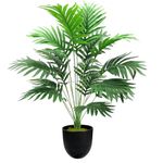 Dekorly Plastic Artificial Palm Plants Leaves Faux Turtle Leaf Fake Monstera Tropical Large Palm Tree Leaves Outdoor Leaf Decorations | 26Inch Plants with Blackpot (Areca Palm Plant)