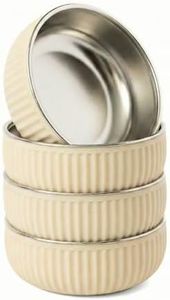 Monkey Proof™ Non-Toxic Stainless Steel Child Bowl 5” with Non-Slip Grooved Silicone Shell, (Set of 4 bowls) Unbreakable, Mess Free Feeding for Babies, Toddlers, Kids, BPA free (Sand Grooved)