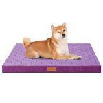 Patas Lague Checkered Orthopedic Dog Bed for Medium Dogs 76x51cm, Waterproof Medium Dog Beds with Removable Washable Cover, Egg Crate Foam Pet Bed Mat with Nonskid Bottom, Purple