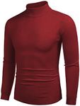 COOFANDY Men's Slim Fit Mock Turtleneck Pullover Sweater Casual Basic Knitted Thermal Sweaters Wine Red