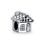 Sweet Heart New Homeowner Family House Charm Bead For Women Teen Oxidized .925 Sterling Silver Fits European Bracelet