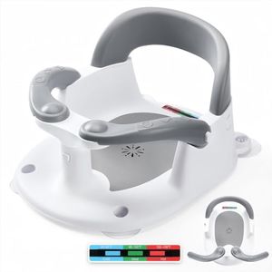 NFSVLB Baby Bath Seat for Babies 6 Months & Up Sitting Up with Temperature Alert+Soft Cushion+Suction Cup,Infant Bath Seat for Baby Bath Chair Toddler Bath seat for Bathtub Tub Shower Grey