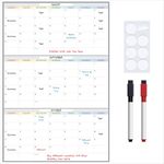 Large Wall Planner Set A1 (87 x 58cm) Thick Laminated Erasable Folded Wall Calendar Markers & Adhesive Dots Included Family School Office by Glacient