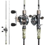 Sougayilang Fishing Rod and Reel Combo, Baitcasting Combo,30 Ton + 24 Ton Carbon Fiber 2-Piece Fishing Pole with Baitcaster Reel,SuperPolymer Handle