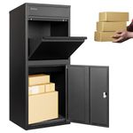 3FlexHome Extra Large Parcel Delivery Box - Large Parcel Drop Box Outdoor, Delivery Box with Secure Front & Rear Access, Durable, Lockable Weatherproof Parcel Drop Box For Multiple Packages (BLACK)