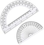 Protractor Plastic 2Pack(4 Inch and 6 Inch) 180 Degree Clear Color for Office, School