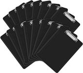 Clipboards, HERKKA 15 Pack Plastic Office Clipboards, Black Color Plastic Clipboards, Low Profile Clip Standard A4 Letter Size, Size 12.5 x 9 Inch