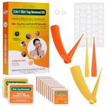 FLETUTE 2-in-1 Skin Tag Care Kit for Women | Painless Dual-Size Bands (2-4mm & 4-9mm) with 60 Patches | Multi-Position Tool for Neck, Back, Arms | Includes Cleansing Swabs