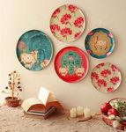 RITUALISTIC Pastel Pichwai Iron Wall Plates- Set of 5 (Multicolor)| Home Decor | Painting | Divine | Intricate Designs