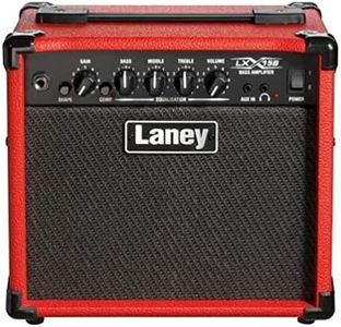 Laney LX15B Bass Amp - 3 EQ combo portable practise guitar amplifier perfect for beginners. Headphone out for silent practise and Aux in to jam along. - 15 Watt - Red