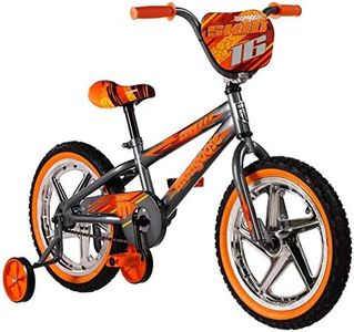 Mongoose Skid Boy's Freestyle BMX Bike with Training Wheels, 16-Inch Wheels, Grey