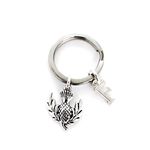 Personalised Thistle Charm Key Ring, 3cm Keyring, Giftwrapped, Handmade Scottish Thistle Bagcharm, Thistle Gifts