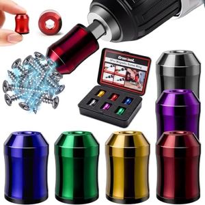 GRENTOOL Magnetic Screw Ring: 1/4 Inch (6.35mm) Universal Detachable Drill Bit Magnetizer, Strong Magnetic Adhesion Prevents Screw Drop for Hex Screwdriver and Power Bits (6 Pcs)