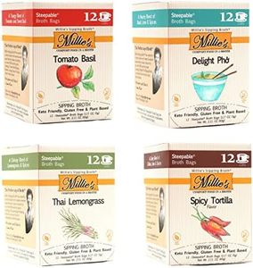 MILLIE'S SIPPING BROTH Steepable Vegetable Broth with Savory Seasonings for Snack Urges | Vegan, Keto, Gluten Free, Intermittent Fasting, and natural | (4 Flavor Assortment - 48 Broth Bags Total) (12 Count (Pack of 4))