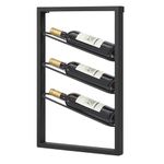 Atahome Camellia Wine Rack for 3 Wine Bottles Black Metal Wall Mounted Wine Holder and Storage Unit for Kitchen, Dining Room, Bar, Lounge 60x40x7 cm