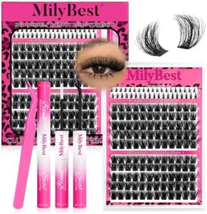 MilyBest Fable Lash Clusters Kit Volume Fluffy Eyelash Clusters with Bottom Lashes 10-18mm Individual Lashes Clusters Manga Lash Extension Kit Waterproof Bond and Seal Thick Full D-Curly Eyelashes