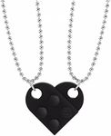 HAMYUTA Brick Heart Necklaces for Couples Friends BFF Friendship Necklaces Set for 2 Best Friend Couples Anniversary Valentines Day Gifts for Husband and Wife Boyfriend and Girlfriend Mom and Daughter (Black)