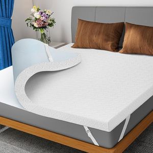 DOPEDIO Topper Memory Foam, Gel Schaum Matratzen für Boxspringbett, Weich Matratzenauflage Öko-TEX® Zertifiziert Matratzentopper für Wohnwagen Schlafsofa, Bezug Waschbar（180x200cm, 7,5cm Hoch,Weiß）