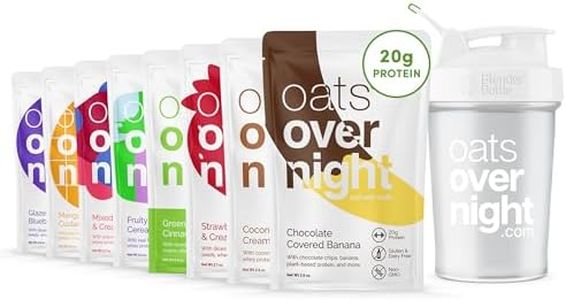 Oats Overnight Fruit Variety Pack - High Protein, High Fiber Breakfast Protein Shake - Gluten Free, Non GMO, Protein Oatmeal - Fruity Cereal, Chocolate Covered Banana & More (8 Pack + BlenderBottle)