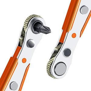 Carraca Pequeña Destornillador Phillips Engomado para Electricistas PH2 110mm puntas de destornillador con unidad de 1/4 de pulgada, destornillador de carraca pequeño reversible de alto torque