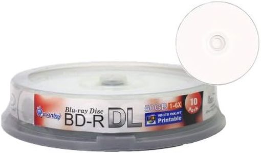 Smart Buy 10 Pack Bd-r Dl Printable White Inkjet 50gb 6x Blu-ray Double Layer Recordable Disc Blank Data Video Media 10-discs Spindle