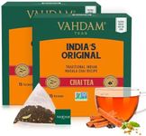 VAHDAM, India's Original Masala Chai Tea (30 Pyramid Tea Bags) Non GMO, Gluten Free, No Artificial Flavors | Blended w/Exotic Spices | Chai Tea Bags | Resealable Ziplock Pouch