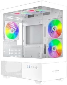 Apevia Phantom-WH Phantom Micro-ATX Dual-Chamber Gaming PC Case w/ 5X 120mm ARGB Fans, 366 RGB Modes, Dual Tempered Glass Panels, 240mm Radiator Support, 2X USB3.0, HD Audio Port, White