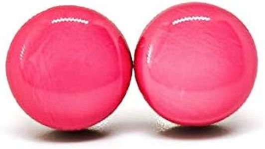 Stud Earrings, Rouge Pink 10 mm Round Studs for Women Girls Men, Handmade Stainless Steel Posts for Sensitive Ears, Color Dot