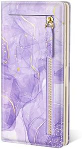 TMOODEL Wallet Women, Cute RFID Blocking Womens Wallet, Slim Thin Leather Wallets for Women, Bifold Ladies Purse Clutch Billfold Credit Card Holder Wallet with 11 Card Slots & ID Window, Purple Marble