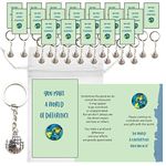 Smiling Wisdom - Bulk 20 Gift Sets - You Make A World of Difference - Employee Staff Appreciation Wallet Sized Cards and World KC Keepsake Gifts - 60 Total Pcs (Silver World)