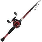 Sougayilang Baitcaster Combo Fishing Rod and Reel Full Set, Ultra Light Baitcasting Fishing Reel for Travel Saltwater Freshwater-Red-Casting-Left-1.8M