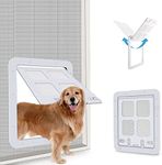 Nexsol Pet Screen Door (Outer Size 14" x 16") Inside 12x14 Inches Dog Door for Screen Door Sliding Doggy Door with Magnetic Flap Lockable Screen Window Doggie Door (Large,WHITE)