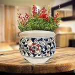 Niyara Designer Ceramic planters pots for Indoor Outdoor Home, Garden Office Decor Balcony Planters Gamla Flower Size- Large (8 inches) (Blue Handi)