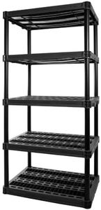 Plano 5-Shelf Extra Heavy Duty Plastic Storage Shelves, 72.5” x 36” x 24”, 1000lb Capacity, Pantry, Office, Closet and Garage Shelves, Easy to Assemble, Durable Plastic Shelving Unit