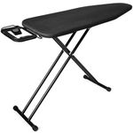 Hibtn Ironing Board, 145 x 38cm - T Leg Design Folding Non Slip Adjustable Height 85-92cm Lightweight Iron Board Rack, Black