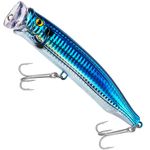 THKFISH Popper Lures Saltwater Tuna Popper Topwater Fishing Lures for Surf Fishing Bass with 3D Eyes for GT Tuna Large Fish 5.9in BLUE-1PC