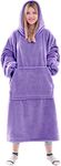 Waitu Wearable Blanket Sweatshirt Gifts for Women and Men, Super Warm and Cozy Blanket Hoodie, Thick Flannel Blanket with Sleeves and Giant Pocket - Purple